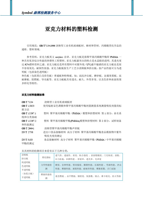 亚克力材料的塑料检测