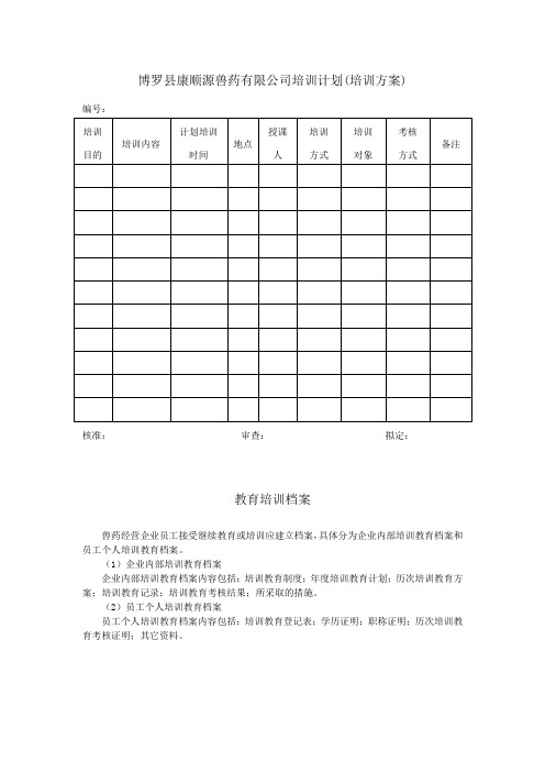 兽药GSP各类记录样表