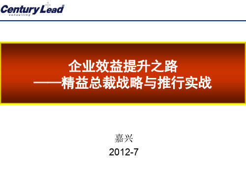 企业效益提升之路精益总裁战略与推行实战(PPT 101页)