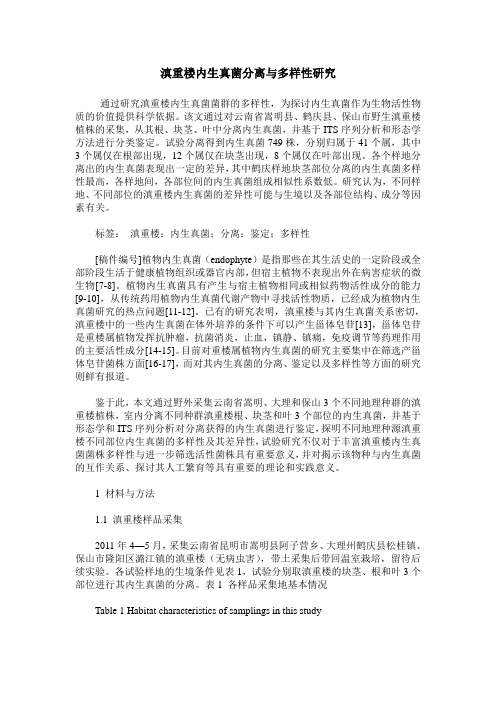 滇重楼内生真菌分离与多样性研究