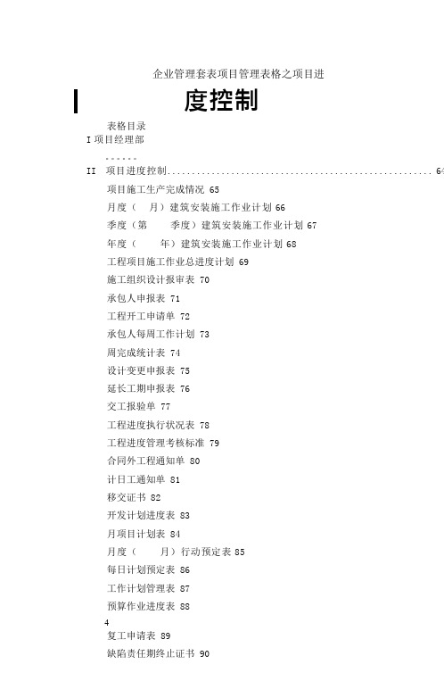 企业管理套表项目管理表格之项目进度控制