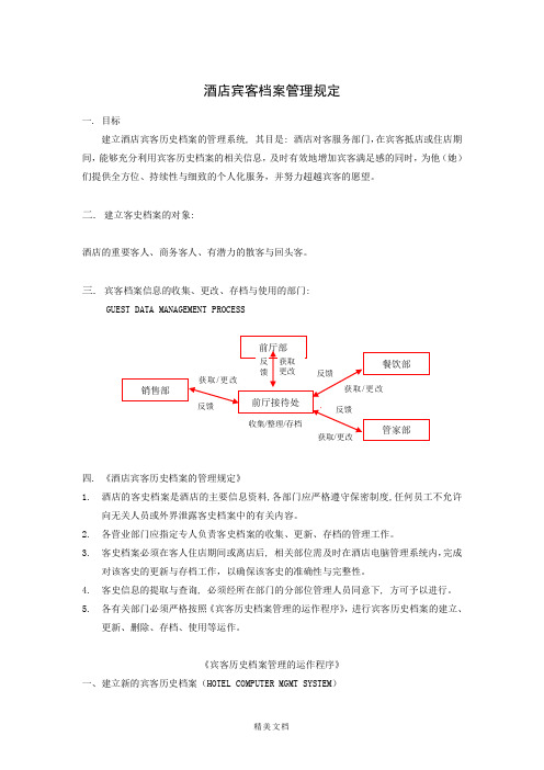 最新资料酒店宾客档案管理规范