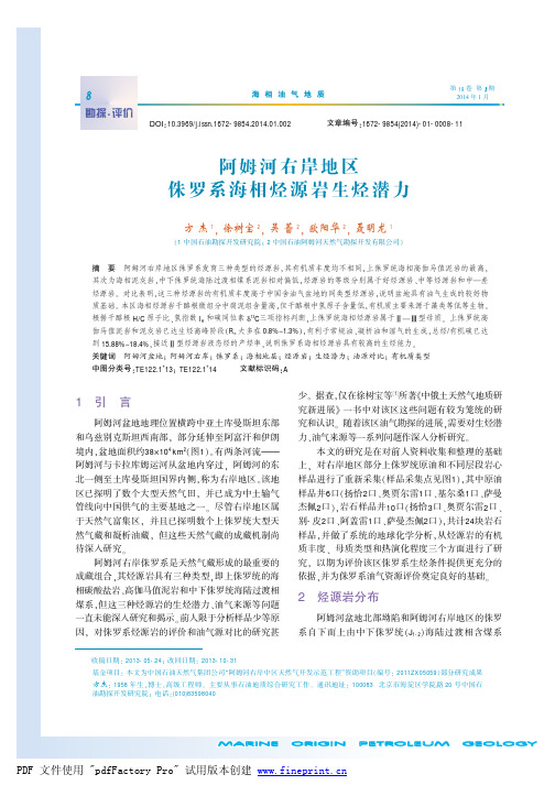 阿姆河右岸地区侏罗系海相烃源岩生烃潜力