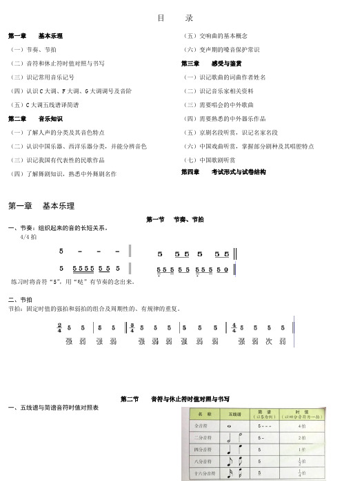 塘田市镇中学音乐学业水平复习提纲
