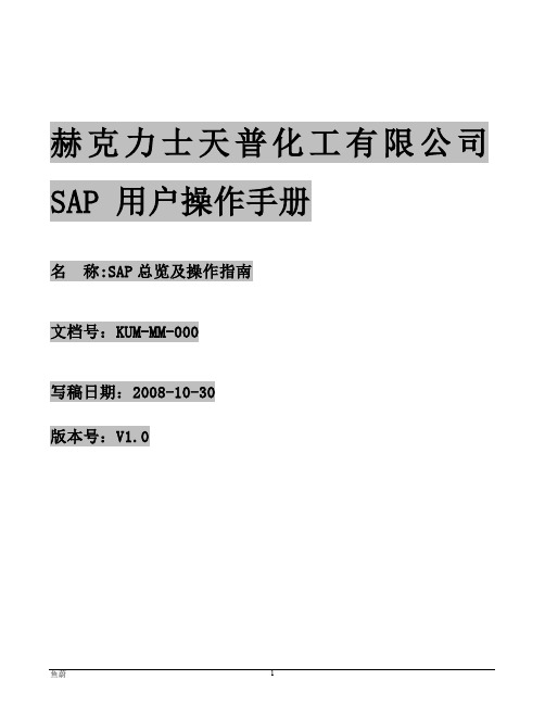 2020年KUM-MM-000 SAP总览及操作指南参照模板