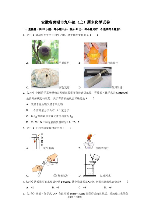 安徽省芜湖市九年级(上)期末化学试卷