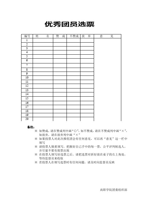 优秀团员的选票