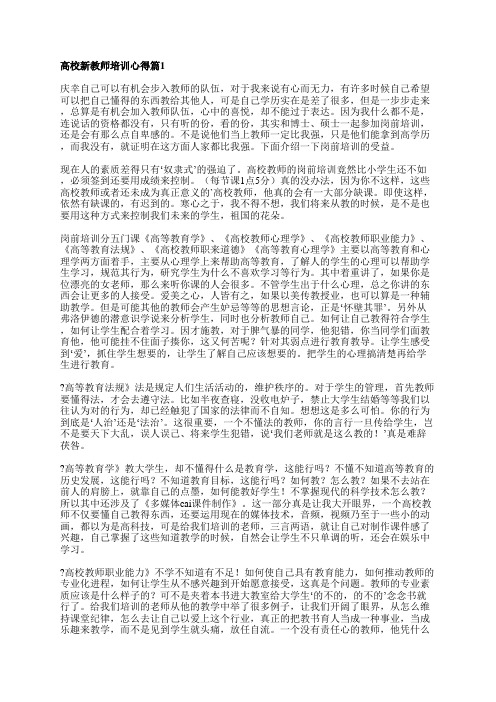 高校新教师培训心得通用6篇