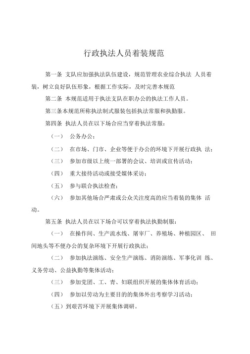 行政执法人员着装规范