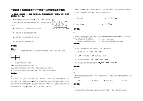 广西壮族自治区桂林市沙子中学高三化学月考试卷含解析