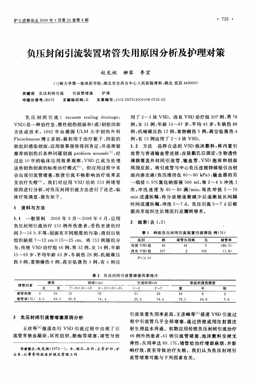 负压封闭引流装置堵管失用原因分析及护理对策