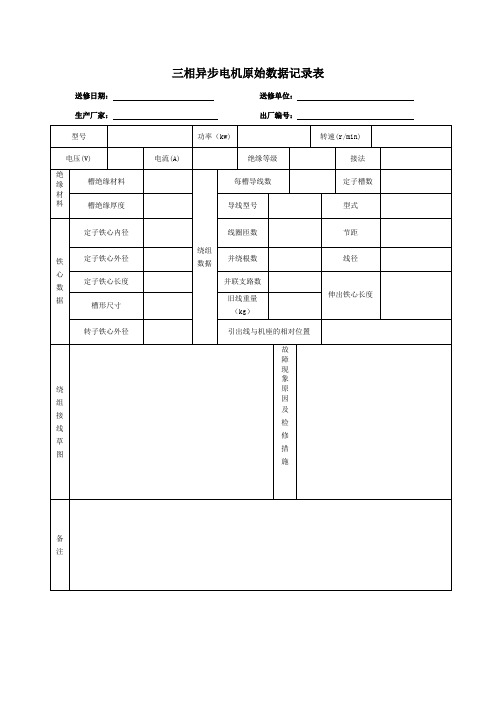 电机检测数据记录表