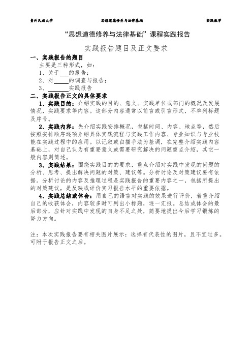 “思想道德修养与法律基础”实践报告题目及正文要求