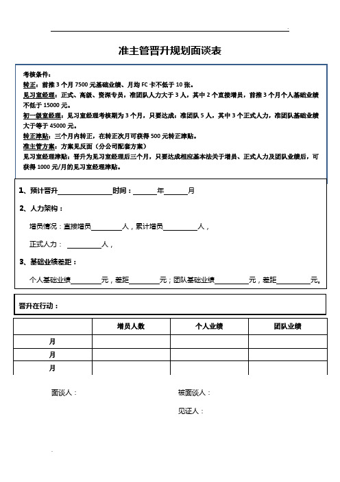 面谈表5：准主管晋升规划面谈表