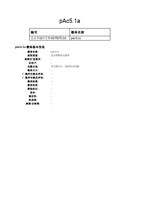 pAc5.1a昆虫表达载体说明