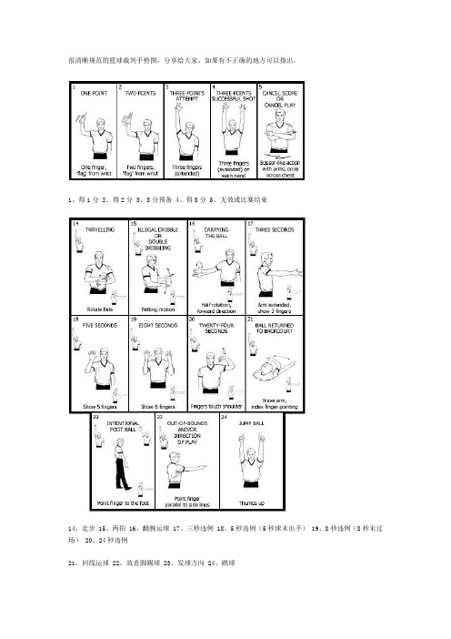 很清晰规范的篮球裁判手势图