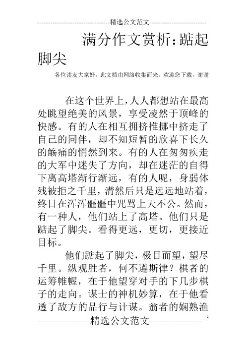 满分作文赏析：踮起脚尖