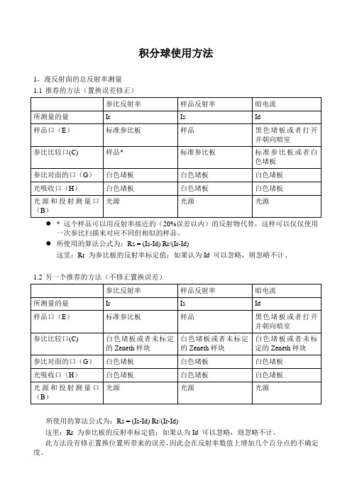 积分球使用方法