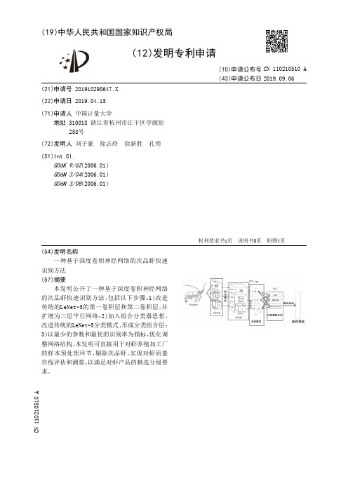 【CN110210510A】一种基于深度卷积神经网络的次品虾快速识别方法【专利】