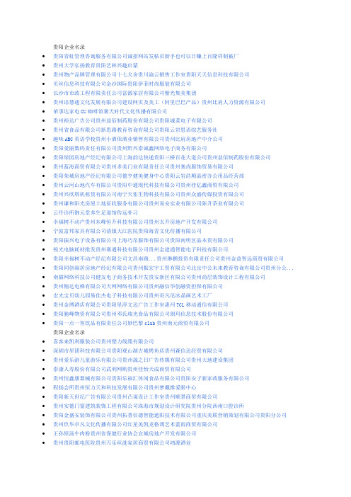 贵阳企业名录