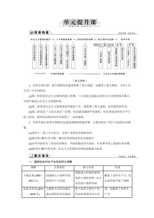 2019大一轮高考总复习历史文档：第09单元提升课 中国特色社会主义建设道路 含答案 精品
