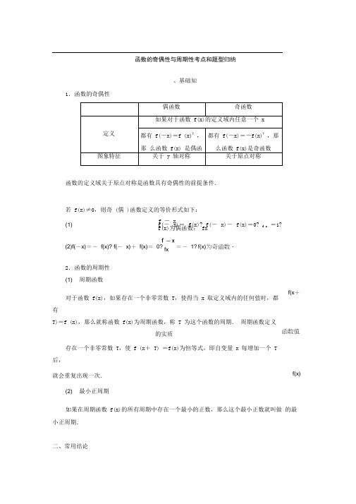 函数的奇偶性与周期性考点和题型归纳