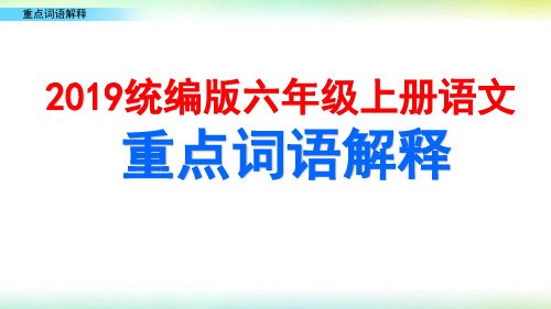 2019人教统编版六年级语文上册重点词语解释