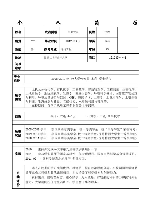 考研联系导师-个人简历及陈述