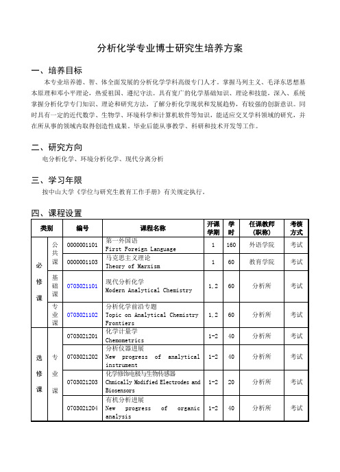 高分子化学与物理专业博士研究生培养方案-中山大学化学学院