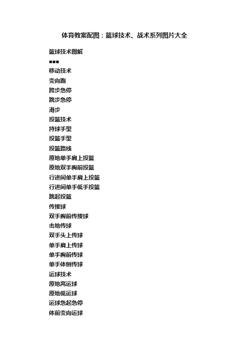 体育教案配图：篮球技术、战术系列图片大全
