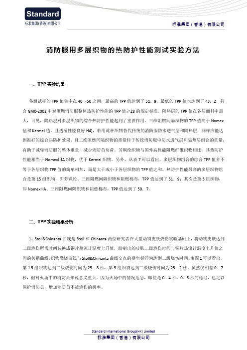 消防服用多层织物的热防护性能测试实验方法