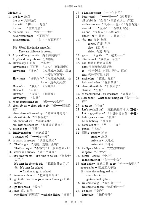 牛津英语6A词组
