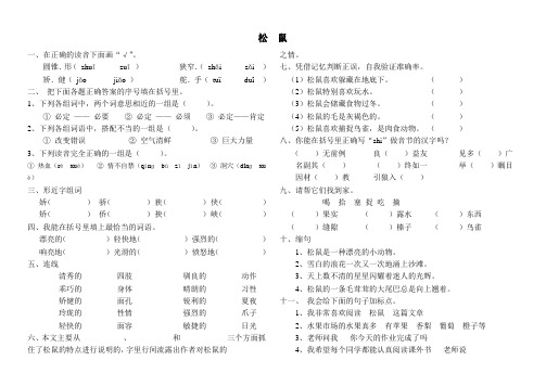 五上语文每课一练《松  鼠》