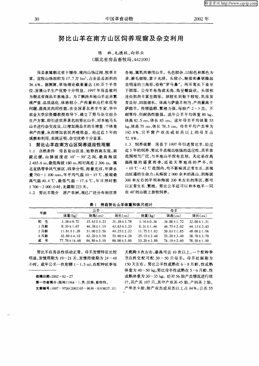 努比山羊在南方山区饲养观察及杂交利用