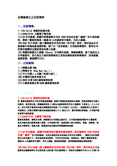 企业伦理之正反面案例