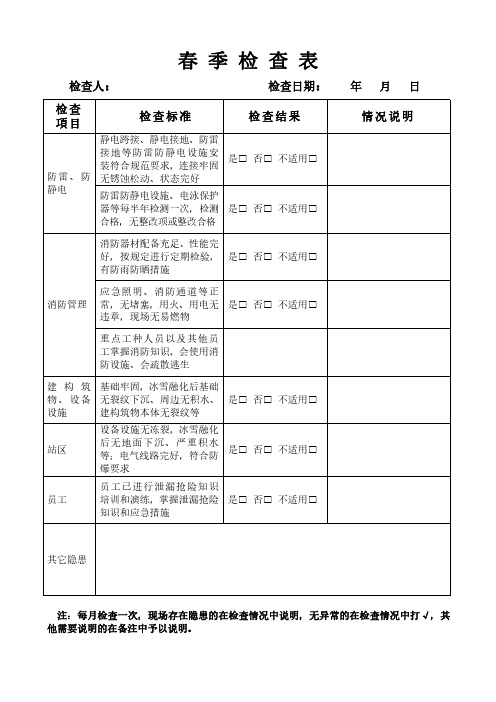 春季检查表