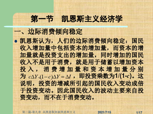第三篇-第九章  从凯恩斯到新凯恩斯主义  《西方宏观经济学》PPT课件