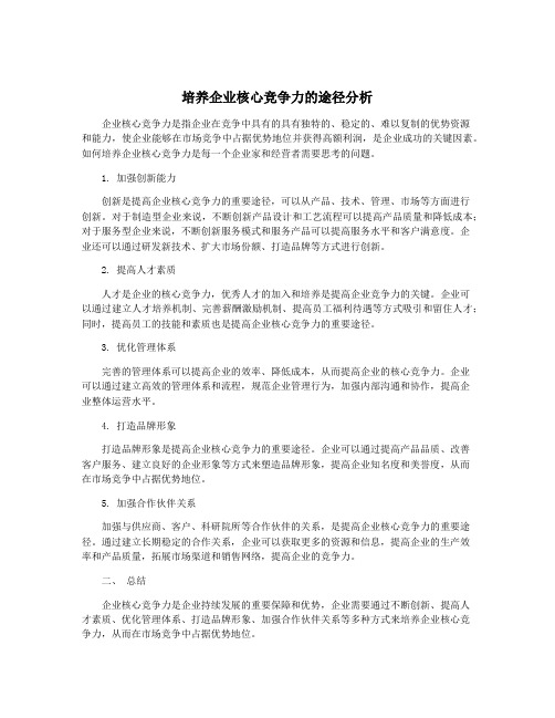 培养企业核心竞争力的途径分析