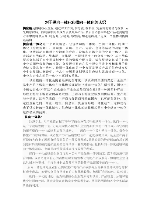 对于纵向一体化和横向一体化的认识