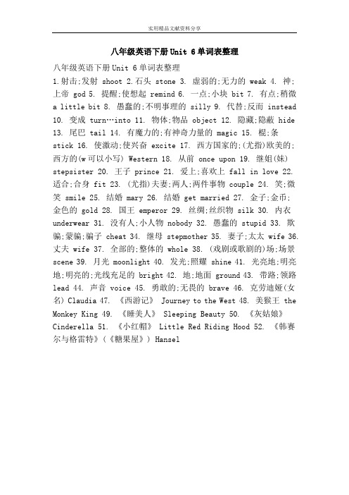 八年级英语下册Unit 6单词表整理