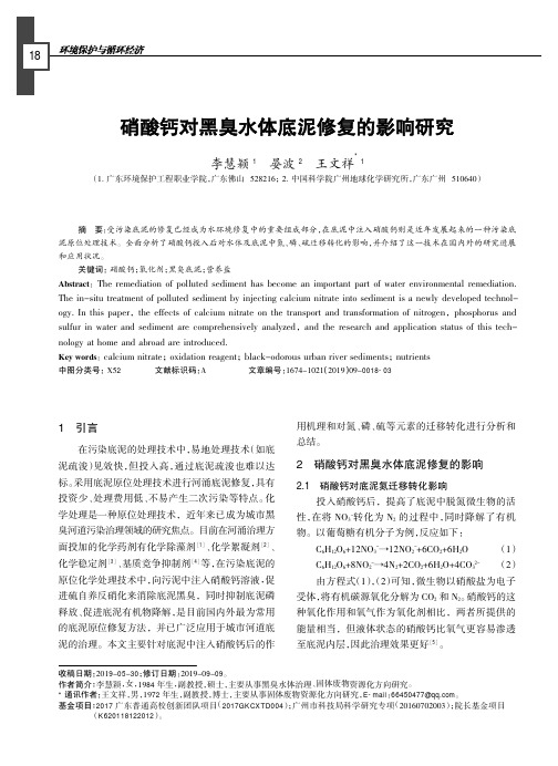 硝酸钙对黑臭水体底泥修复的影响研究