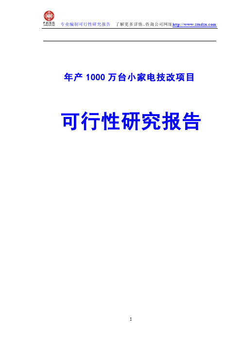 年产1000万台小家电技改项目可行性研究报告