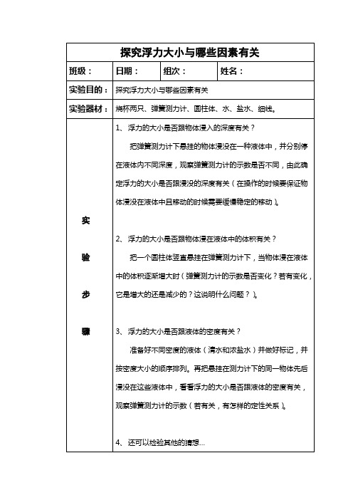 探究浮力大小与哪些因素有关