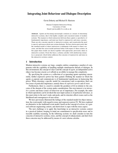 Integrating Joint Behaviour and Dialogue Description