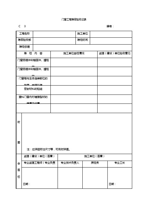 最新整理门窗工程隐蔽验收记录模板