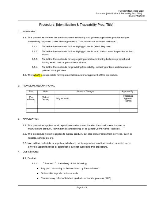iso9001：2015标识和可追溯性控制程序英文版
