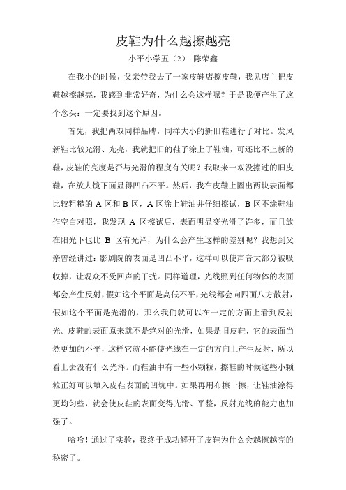 皮鞋为什么越擦越亮--五(2)陈荣鑫