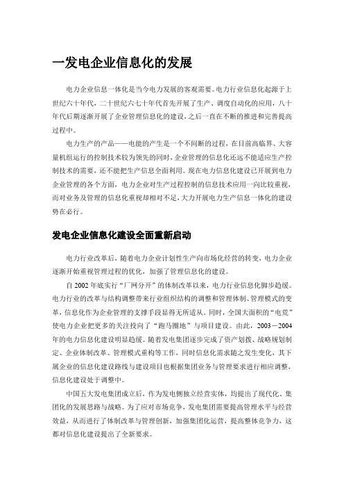 我国发电企业信息化管理概述