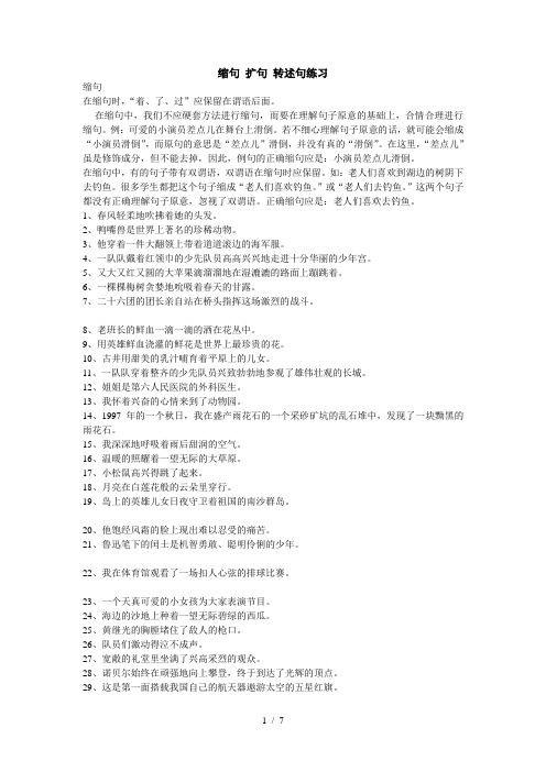 缩句扩句转述句练习题