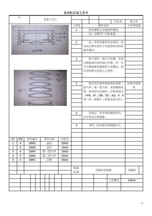 发动机装配工艺卡